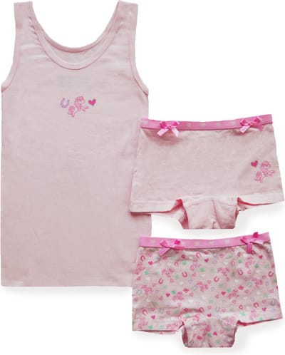 Funderwear meisjes setje - Horse - Katoenen Kinderondergoed - 122 - Roze