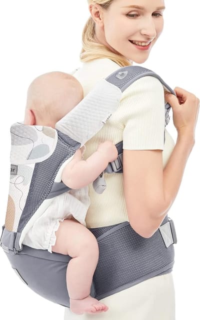draagzak voor 0-36 maanden, ademende draagzak voor pasgeborenen tot peuters, goedgekeurd door veiligheidsnorm, ergonomische baby-heupzitje 12 in 1 voordrager(Denium Blue)