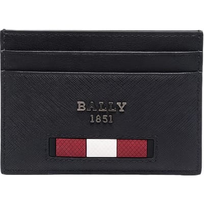 Bally Logo Lettre Portefeuille en Cuir Multi-Emplacements Porte-Cartes Portefeuille Homme Noir 6238947 Basic Set (Bag+Dust Bag)