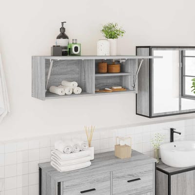vidaXL - Badkamerwandkast - 80x25x30 - cm - bewerkt - hout - grijs - sonoma - eiken