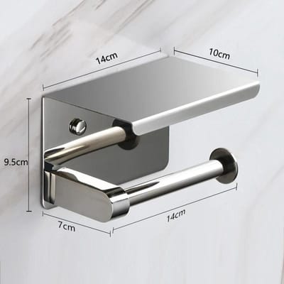 Porte-rouleau de papier toilette en acier inoxydable, étagère, accessoires de salle de bain, support mural, sans perforation argenté