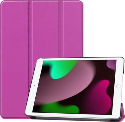 Hoes - Geschikt voor Apple iPad 9 (2021) - 10.2 inch - 9e Generatie - Dun & Stevig - Trifold Bookcase - Hard Cover - Hardcover Book Case - Tablet Hoesje - Paars