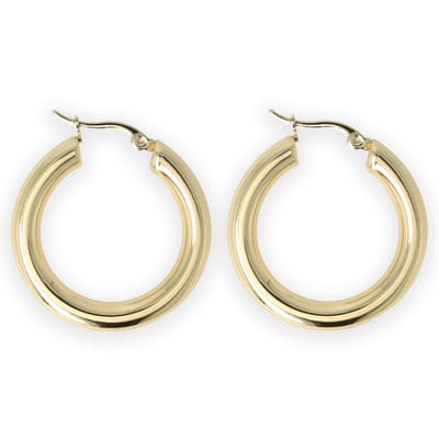 Lajetti - Stainless Steel Oorringen 3 cm - Gold plated Dames Oorbellen