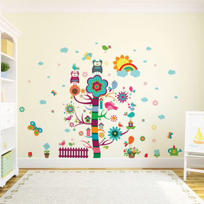Muurstickers - KINDERMAGIEBOOM - transparante zelfklevende achtergrond - 40x50cm