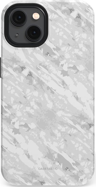 Casetastic hoesje geschikt voor Apple iPhone 13 - MagSafe - Dubbellaagse bescherming - Winterse Camouflage - Fashion Case - Lichtgrijs Wit