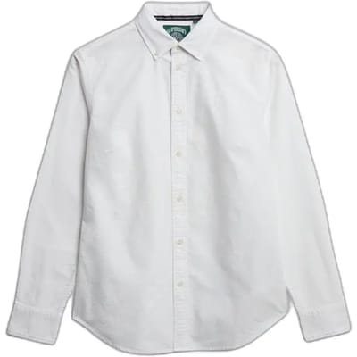 Superdry Oxford Overhemd met Lange Mouwen Slanke Pasvorm White Grootte: 38
