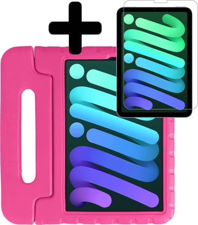 Hoes - Geschikt voor Apple iPad Mini 6 (2021) - 8.3 inch - 6e Generatie - Met Screenprotector - Kinderhoes Shockproof Bumper - Kidsproof Case - Tablet Hoesje - Kinder Hoesje Cover - Roze
