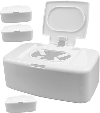 Vochtige Doekjes Opbergdoos - Draagbare Dispenser - Hygiënisch Opbergen - Grote Capaciteit - 4 Stuks - Wit