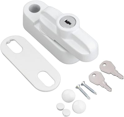 Veiligheidsvergrendelingen voor Raambeveiliging - Aluminium Anti-diefstal Sloten voor Enkele en Dubbele Ramen, Wit, 90g