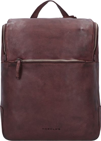 HAROLD'S Leren Laptop rugzak Rugzak met laptopvak Submarine Notebook Backpack Brown Donkerbruin