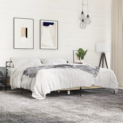 vidaXL - Bedframe - bewerkt - hout - metaal - sonoma - eikenkleurig - 200x200 - cm