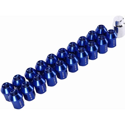 20pcs M12x1.5 Écrous de roue 35mm Alliage d'aluminium 6061 Extrémité fermée Remplacement pour Chevrolet Camaro 1983‑2002 bleu