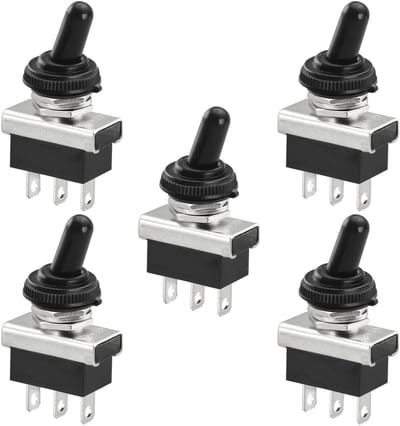 Allecto - Tuimelschakelaar - Metalen schakelaar - Waterdicht - 12V 25A - 2-polig - Geschikt voor automodificatie - KN3D-102-C