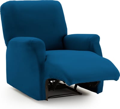 Belmarti® Relaxfauteuilhoes Anza 60cm tot 80cm breed - Blauw - luxe pasvorm - beschermt tegen slijtage en vlekken - premium stretchstof