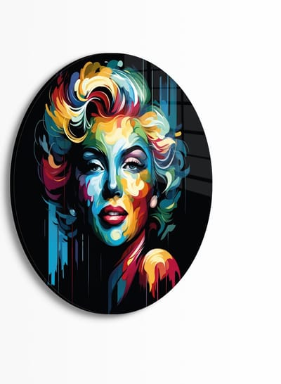Indoorart - Muurcirkel abstract Marilyn Plexiglas 30 cm - Wanddecoratie - Afbeelding op Plexiglas - Inclusief ophangplaat