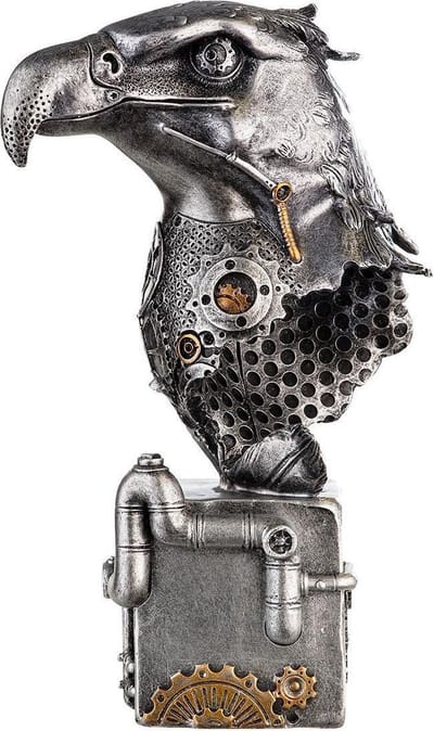 Metal design art -Valk vogel -buizerd sculptuur urban punk hoogte 27 cm - polyresin