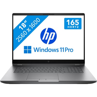 HP ZBook Fury G1i 18 Intel Core Ultra 7 255HX Mobiel werkstation 45,7 cm (18") WQXGA 32 GB DDR5-SDRAM 1 TB SSD NVIDIA RTX PRO 2000 Blackwell Wi-Fi 7 (802.11be) Windows 11 Pro AI Workstation, AI PC Zilver