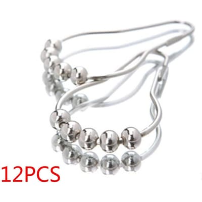 12 stuks Roestvrijstalen Douchegordijn Haken Rollerbal Ringen Badkamer Accessoires Duurzame Badgordijn Haken 12pcs