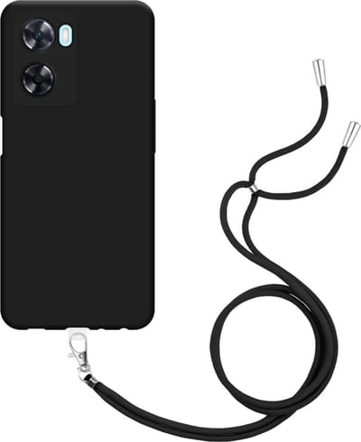 Just in Case hoesje met koord geschikt voor Oppo A57s Hoesje met Koord - Flexibele Case - Zwart