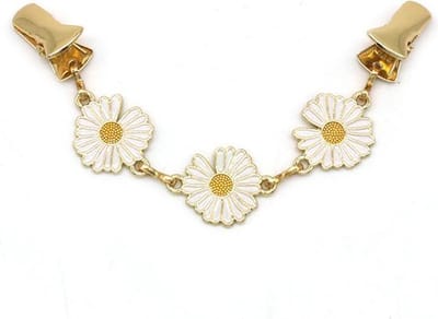 Vestsluiting - Gouden vestclip met madeliefjes - vestclip dames -vestsluiting dames - vestclip - vestsluiting vestclip - sjaalspeld - vestspeld - vestklem- elegante en decoratieve kledingclip