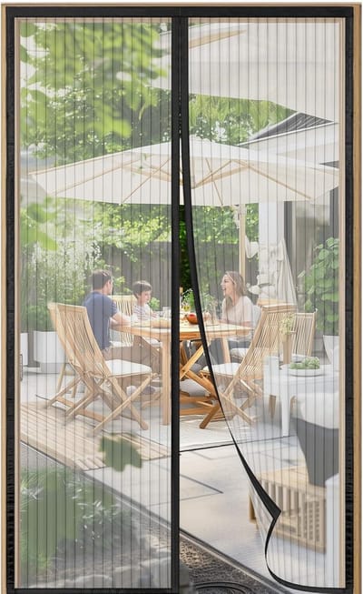 Vliegenhor voor Deuren 100x215 cm, Magnetisch Deurgordijn, ZONDER BOREN & Eenvoudige Klittenband Montage, voor Balkondeuren, Kelderdeuren, Terrassen (Zwart)