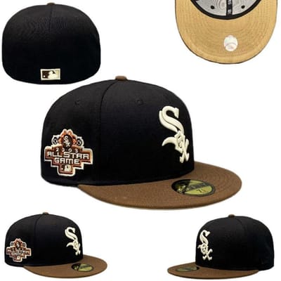 Chicago White Sox maat pet, gesloten hoed, honkbalpet, zonneklep, geborduurde hoed, diverse kleuren 718 black