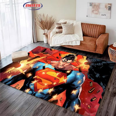 NR.1 Klassiek DC Superman Tapijt Woonkamer Slaapkamer Bedmat, Comfortabel Antislip Kleed, Moderne Eenvoudige Stijl, Duurzaam Wasbaar Kleed 40x60cm (16x24in)