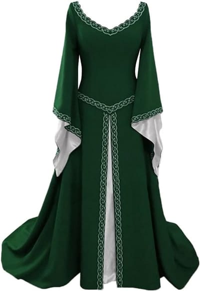 Middeleeuwse jurk voor dames met lange uitlopende mouwen - perfecte keuze voor Halloween en feesten