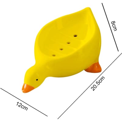 Boîte à savon en forme de canard, porte-savon de dessin animé, porte-savon égouttable, conteneur de savon, plateau à savon, accessoires de salle de bains jaune