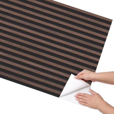 Coloray Meubel Wrap Folie - Bruin Meubelfolie - 75x150 cm - Decoratiefolie Verticale lamellen - Meubel Wrap Folie - Minimalist Meubelfolie - Plakfolie Meubels - Keuken decoratie - Texturen