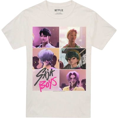 K-Pop Demon Hunters Unisex Volwassen Era Saja Jongens Raster T-shirt (Natuurlijk/Natuurlijk)