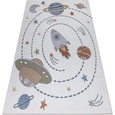 Kleden Rugsx Tapijt BONO 8288 Ruimte, planeten crème/antraciet 80x150 cm
