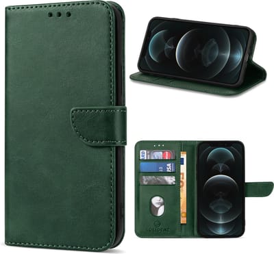 Geschikt Voor iPhone 14 Plus Hoesje - Solidenz Bookcase 14 Plus - Telefoonhoesje 14 Plus - 14 Plus Case Met Pasjeshouder - Cover Hoes - Met Standaard - Draadloos Opladen - Groen