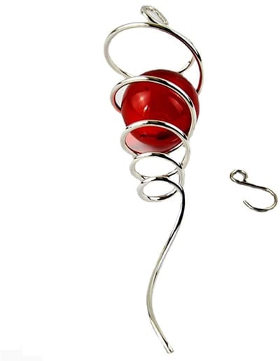 Dailygoods- Windspel Roestvrij Staal - Decoratie Buiten - Glazen Bal - Stabilizer - Spiraalvormige Staart - 7 x 28 cm - Tuindecoratie