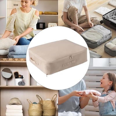 Compressie Verpakking Kubus - Organizer Tas - Bagage Organiseren - Waterdicht Ontwerp - Uitbreidbaar - Abrikoos
