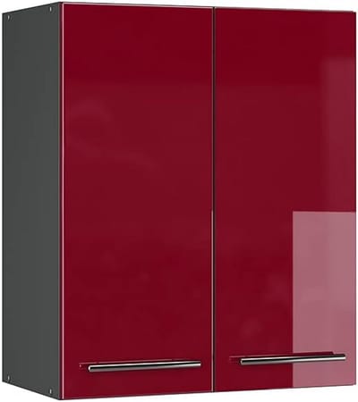 Moderne Hangkast 60 cm Bordeaux Hoogglans/Antraciet voor Keuken