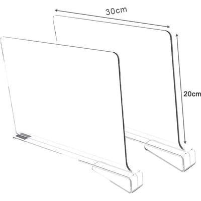 Transparante Kastplank voor Kledingkast Organizer Kledingverdeler Kast Boekenkast Verdeler Schot Multifunctionele scheidings- en sorteerplank 2pcs