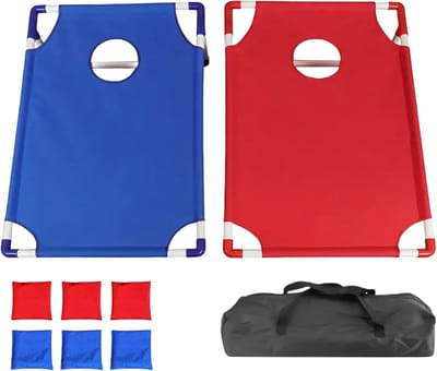 Dienblad Set - Gooi Spel - Buiten Spelen - Opvouwbaar Ontwerp - 8 Zitzakken - Blauw Rood