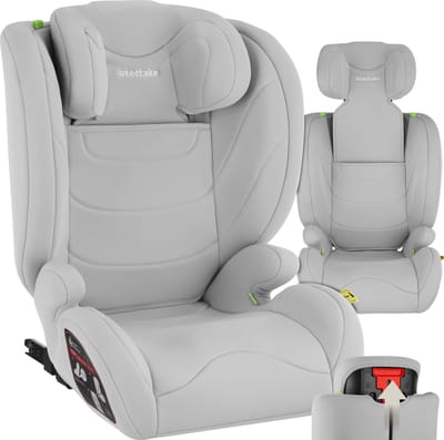 tectake® Kinderautostoeltje i-Size Goedgekeurd - ISOFIX Autostoel tot 36 kg - Veiligheid en Comfort voor Kinderen- YB805A - lichtgrijs