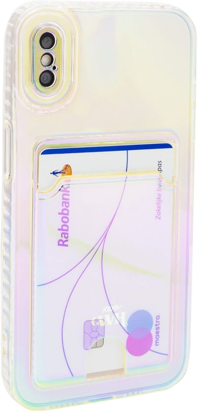 xoxo Wildhearts hoesje met pasjeshouder geschikt voor iPhone X/XS - Over The Rainbow - Card Holder - Pashouder Telefoon - Regenboog hoesje transparant