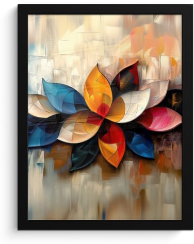 Poster in lijst - Fotolijst 30x40 cm - Posters - Bloem - Abstract - Kleurrijk - Bladeren - Posterlijst zwart - Decoratie - Wanddecoratie woonkamer - Muurdecoratie slaapkamer
