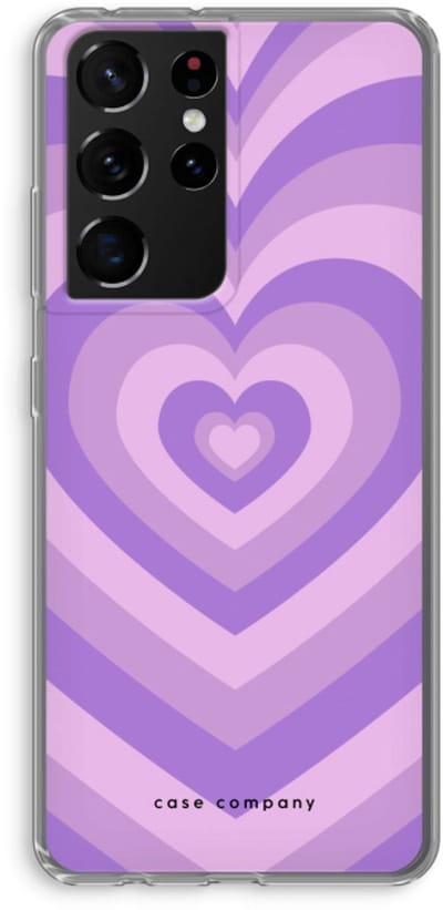 Case Company® - Hoesje geschikt voor Samsung Galaxy S21 Ultra hoesje - Hart Paars - Soft Cover Telefoonhoesje - Bescherming aan alle Kanten en Schermrand