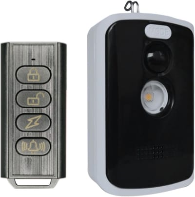 Reisalarm Bewegingsmelder - Beveiligingsapparaat Outdoor - Kamperen Beveiliging - Draadloos Perimeter Alarm - 3x8x3 cm - Zwart