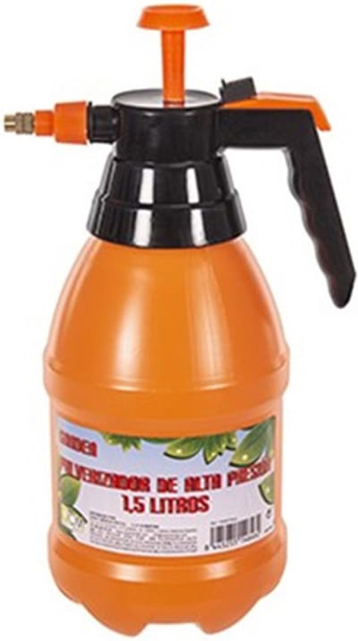 CM Plantenspuit met hoge druk sproeier/vernevelaar - kunststof - 1.5 liter - oranje - 30 cm - binnen/buiten