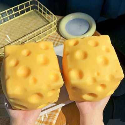 1 st Extra Grote Kaas Knijpbaar Squishy Speelgoed - Stressverlichting Decompressie Knijpspeelgoed geel