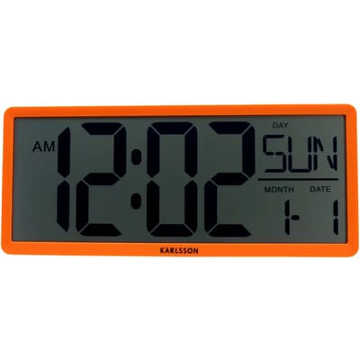 Karlsson Wandklok Retro LCD - Oranje - 34.8x2.7x14.8cm - Wandklok Scandinavisch