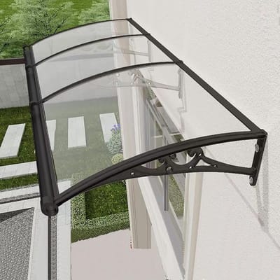 Deurluifel met goot - Regenkap Buiten - Bescherming tegen weer - UV-bestendig polycarbonaat - 80 x 100 cm