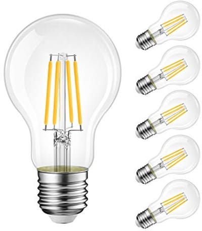 10.5W E27 Filament LED Gloeilamp - 2700K Warm Wit, Vervangt 100W Gloeilamp, Ultrahelder, 1521 Lumen, Niet Dimbaar, Rustieke Lamp in Zuigervorm, Verpakking van 6