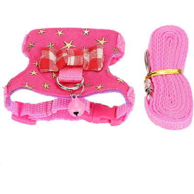 Harnais de Marche pour Petit Animal Gilet Laisse Ensemble Sangle de Poitrine Extérieure pour Furet Chinchilla Écureuil Fournitures pour Animaux de Compagnie S pink