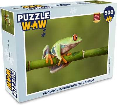 Puzzel Roodoogmakikikker op bamboe - Legpuzzel - Puzzel 500 stukjes